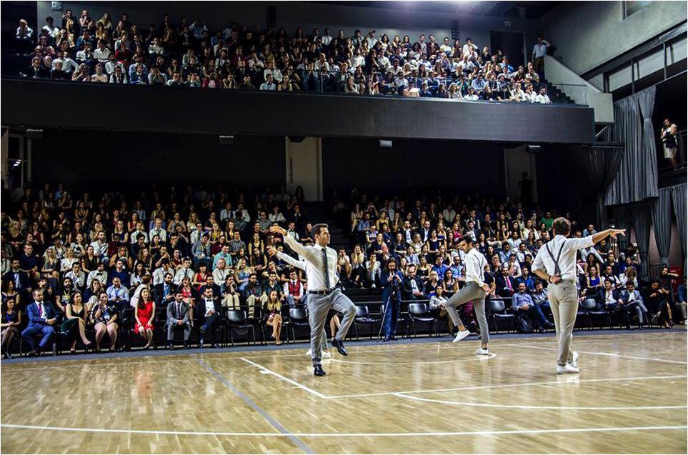 Gala ceremony with full packed arena and performers